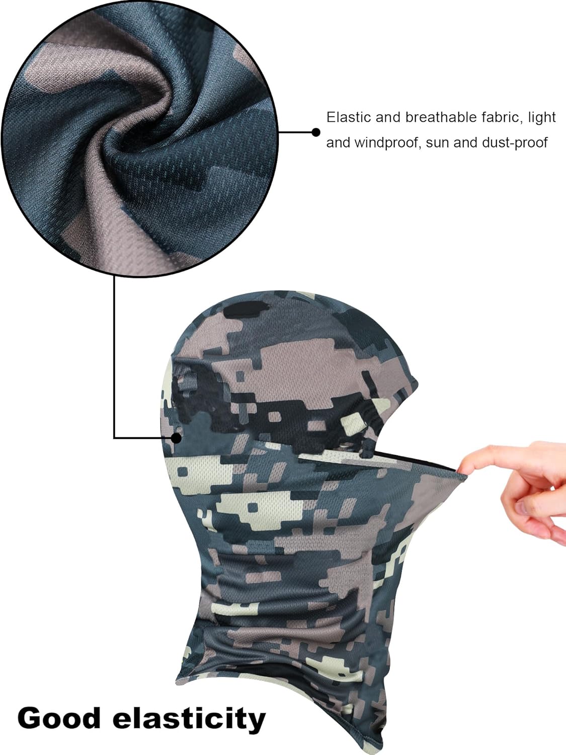 Blulu 3 Pieces Camo Balaclava Ski Mask Camo Face Mask Sun Dust Protection Full Face Cover Hunting Balaclava for Outdoor
