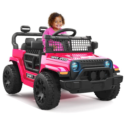 12V Ride on Truck Car with Parent Remote Control, Electric Toys with Spring Suspension, LED Lights & Music Player - Safe Toddler Battery Car for Kids, Easy to Assemble, Black