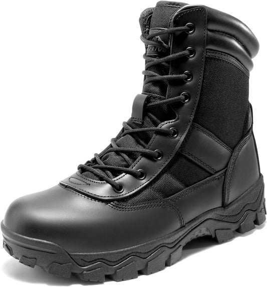 NORTIV 8 Men's Tactical Military Work Boots Side Zipper Outdoor Motorcycle Combat Boots 8 Inches 2.0 Trooper-pro