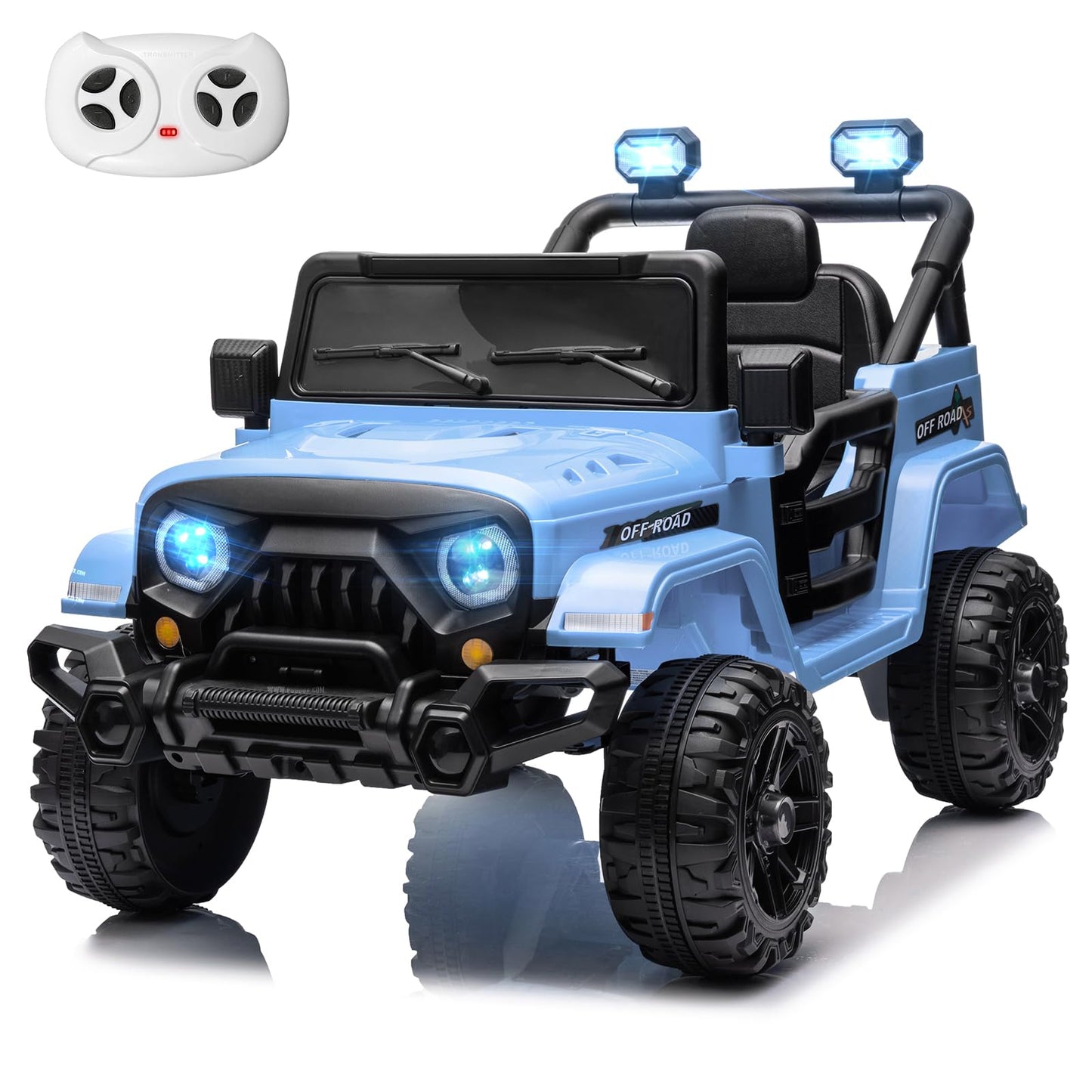 12V Kids Electric Ride on Truck Car Remote Control, Twin 35W Motors 3.5MPH Max Speed, Bluetooth USB Music Player, 4 Wheels Suspension LED Lights Safety Belt, Gift for Boy & Girl-Rosy