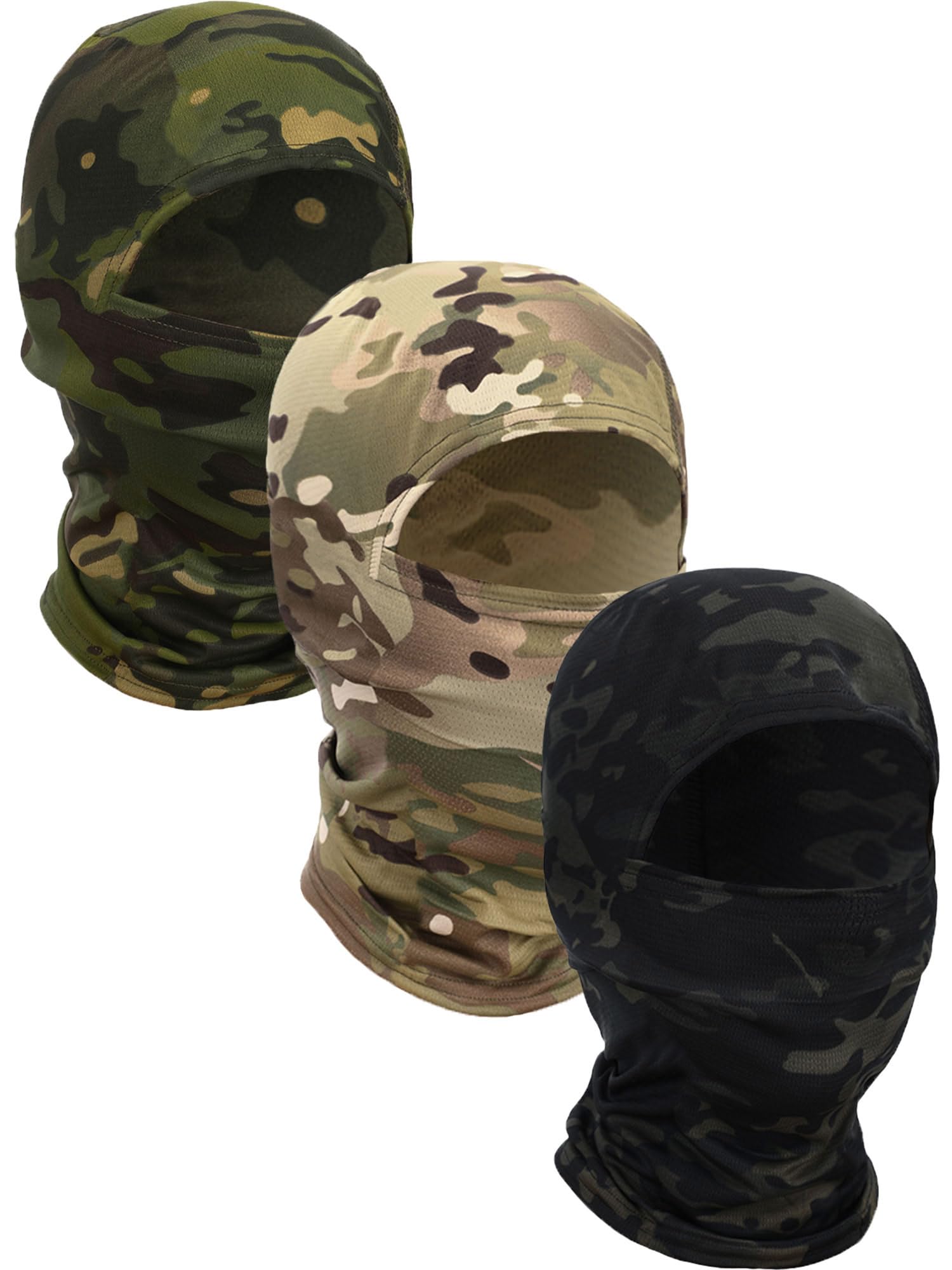 Blulu 3 Pieces Camo Balaclava Ski Mask Camo Face Mask Sun Dust Protection Full Face Cover Hunting Balaclava for Outdoor