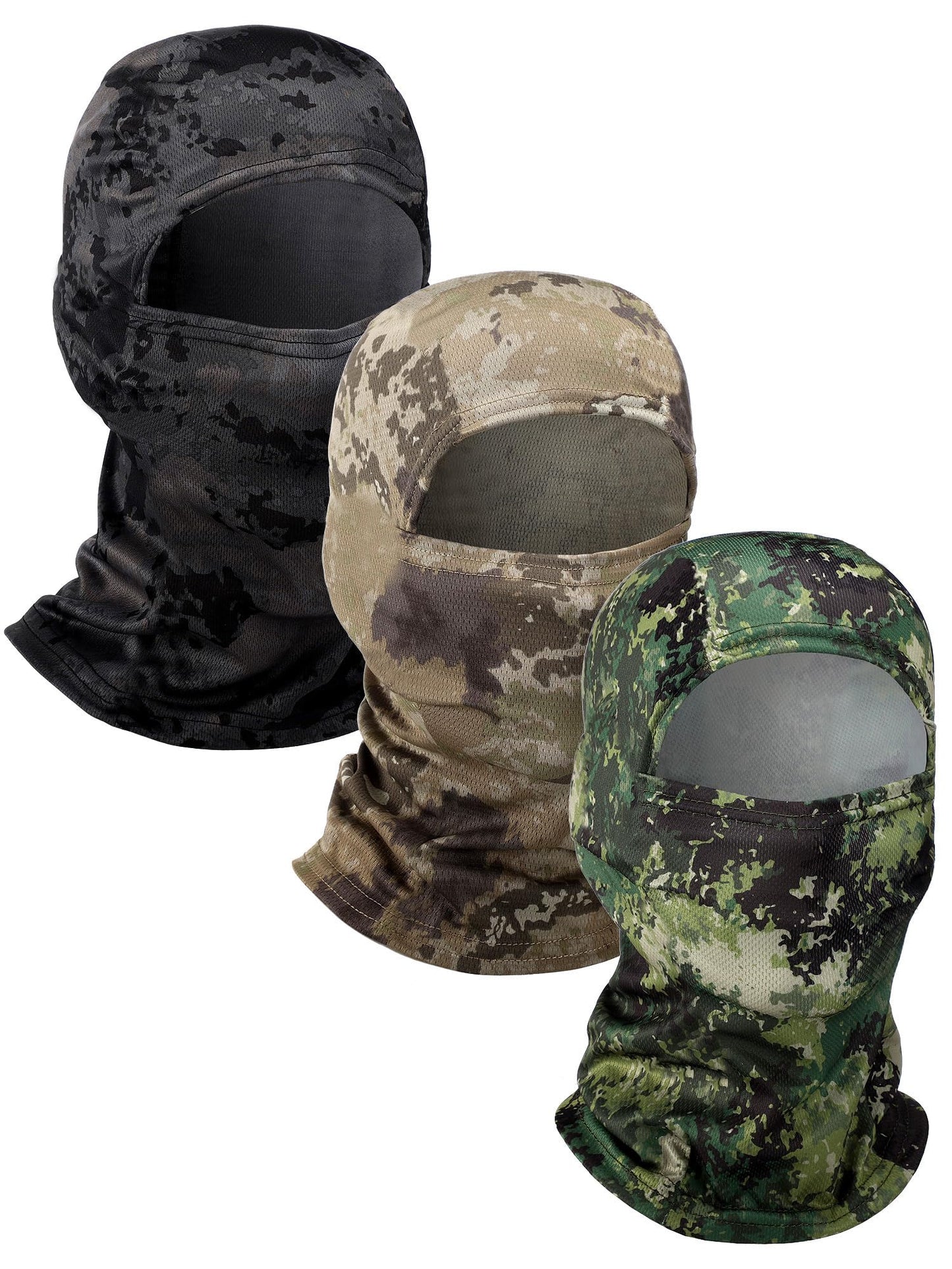 Blulu 3 Pieces Camo Balaclava Ski Mask Camo Face Mask Sun Dust Protection Full Face Cover Hunting Balaclava for Outdoor