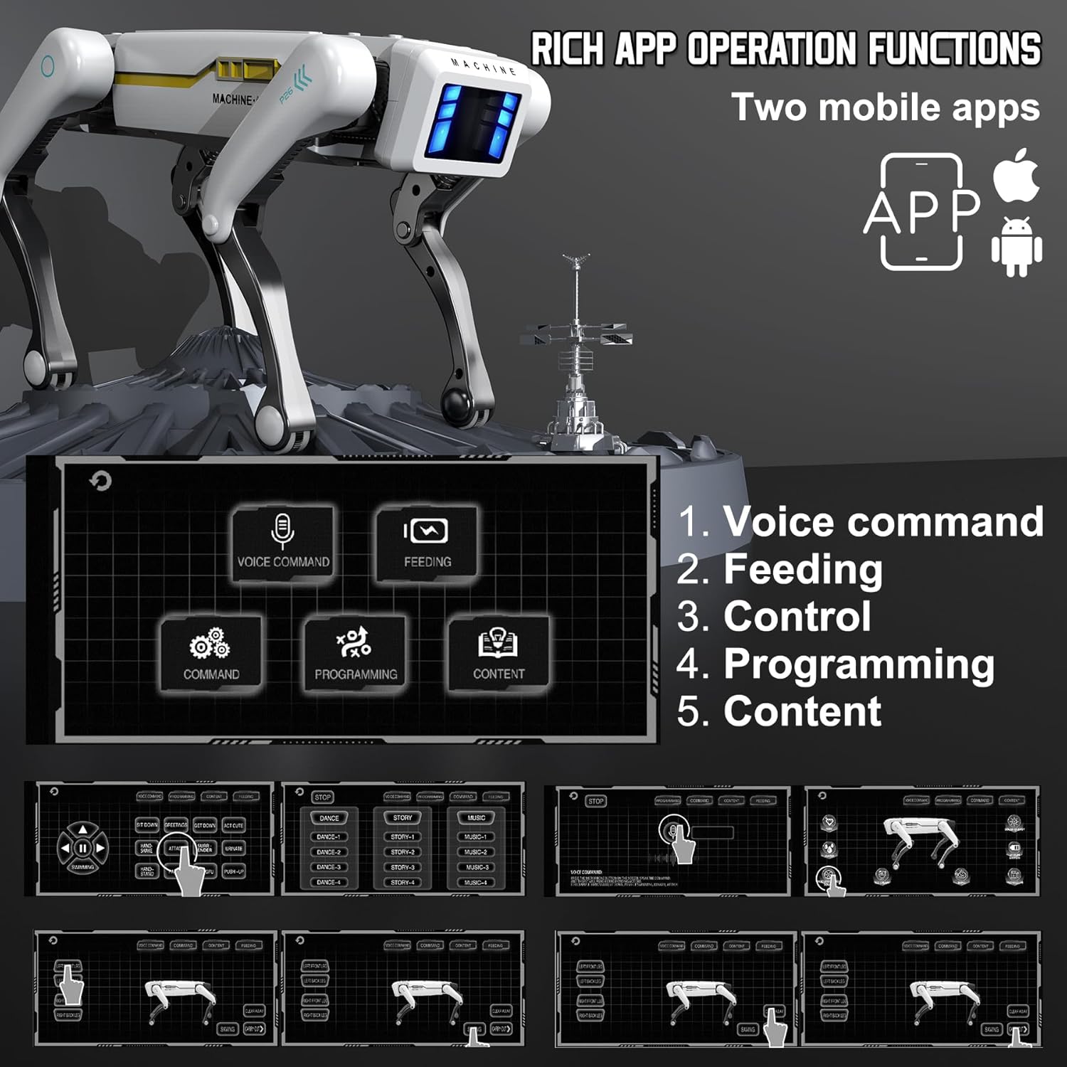 Robot Dog, AI Smart Pet, Will Dance and Kungfu, with APP/Remote Control, Support Action Programming, Ideal Gift for Kids 8-12