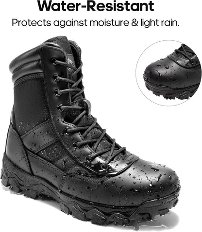 NORTIV 8 Men's Tactical Military Work Boots Side Zipper Outdoor Motorcycle Combat Boots 8 Inches 2.0 Trooper-pro