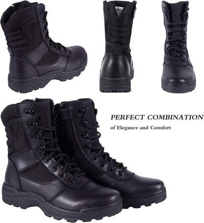 Men's Military Tactical Work Boots Side Zipper Jungle Army Combat Boots