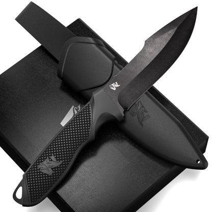 WOLF-III Full Tang Survival Knife with Fire Starter and Sheath - Stylish Tactical Fixed Blade - Made of D2 Steel - Bushcraft and Camping Knife - With Belt Loop, Plug Lock & Multi Lok