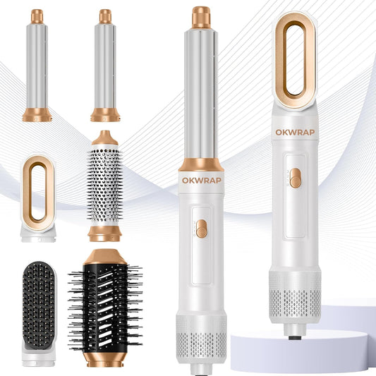 6 in ONE Blow Dryer Brush,Air Curling Iron Round Brush for Blow Out 800W,Ionic Hair Dryer Brush for Women, Blowout Brush Air Styler Curler
