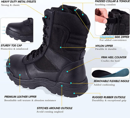 Men's Military Tactical Work Boots Side Zipper Jungle Army Combat Boots