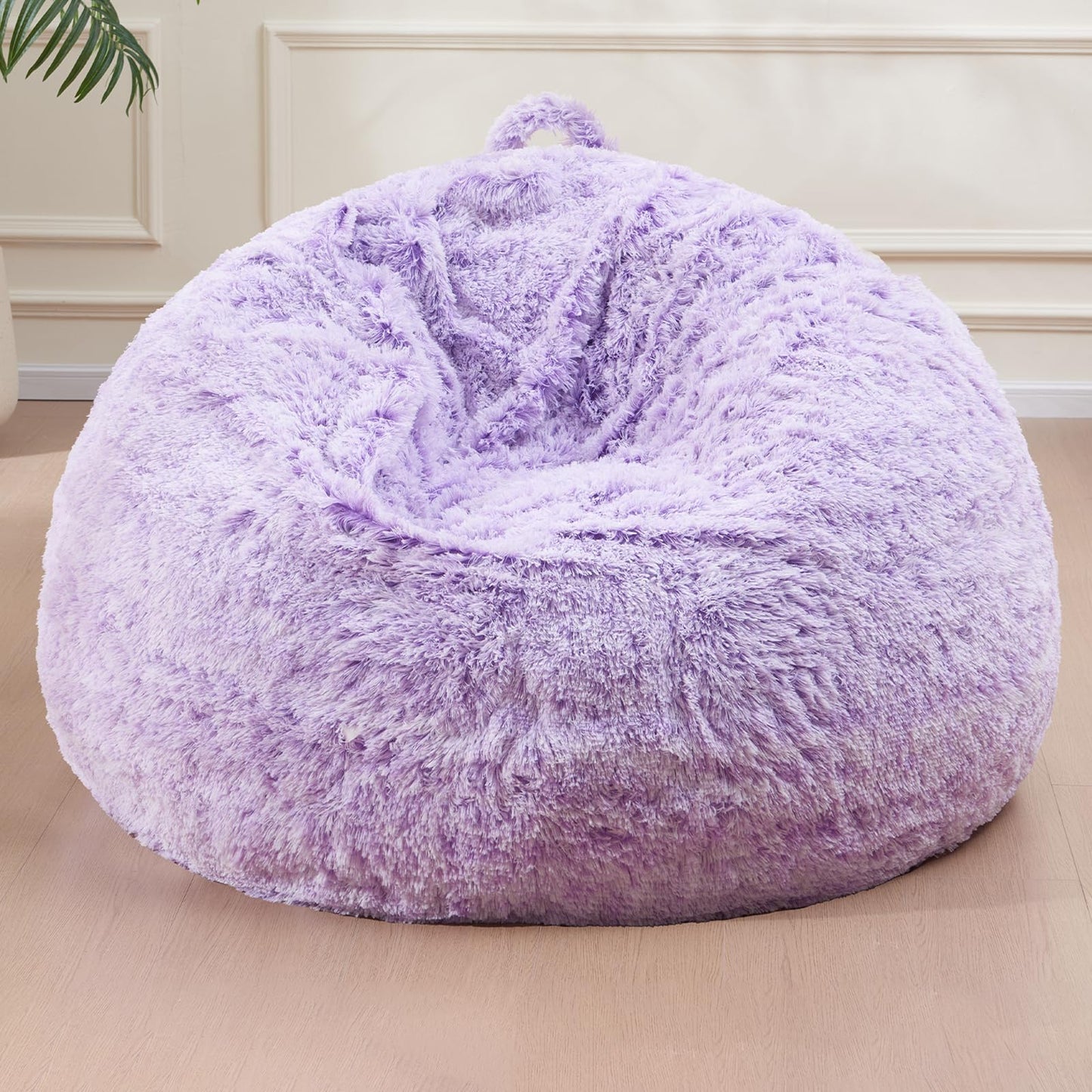 Bean Bag Chair Cover(No Filler) Soft Faux Fur Stuffed Animal Bean Bag Storage, Fluffy Plush Bean Bag Chair Cover Washable, Comfy Bean Bag Chairs for Adults Kids Teens