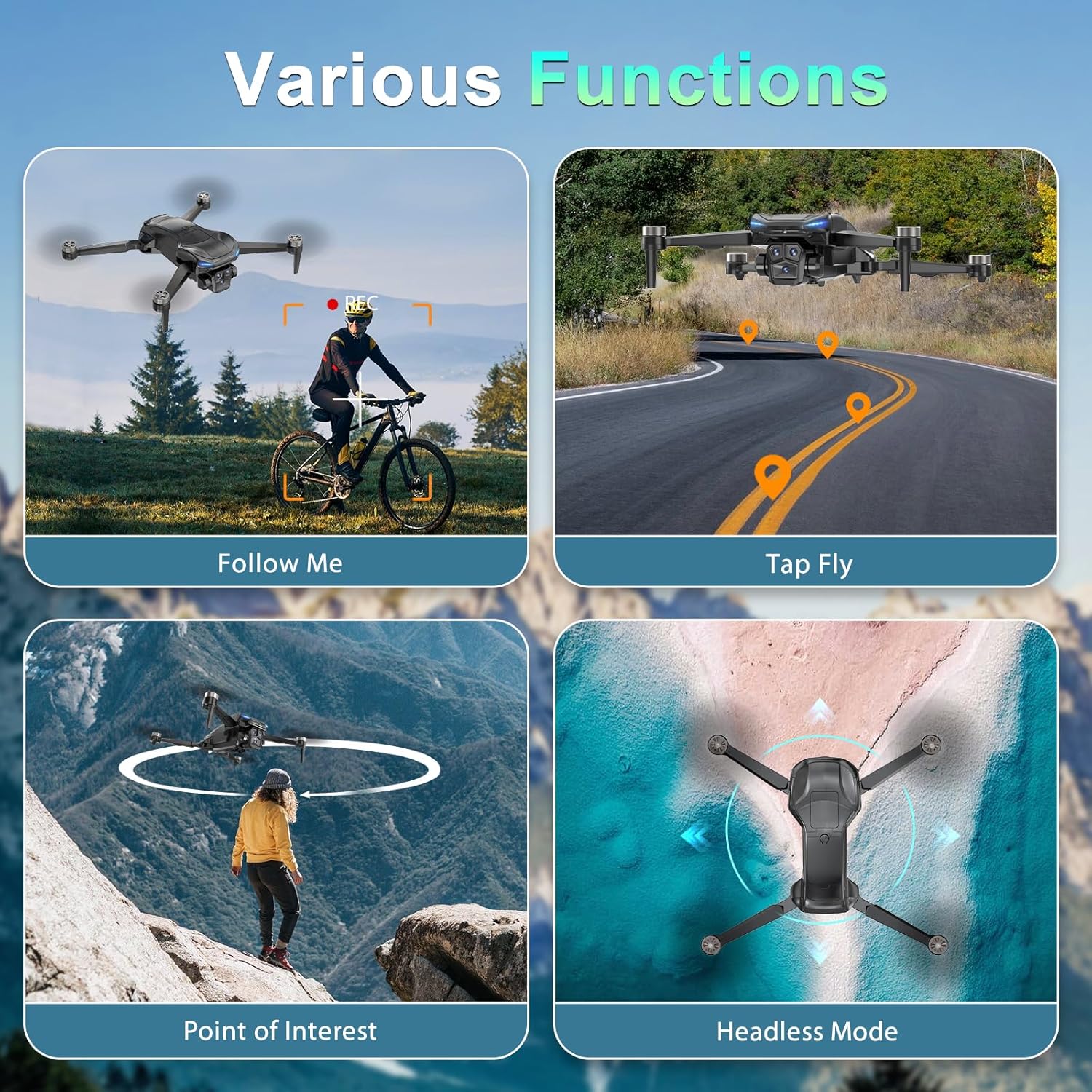 GPS Drone with 4K Camera Adults, LCD Screen Controller, SD Card, Brushless Motor, FPV Quadcopter with Long Control Range, 60 Mins Flight, Auto Return to Home, Headless Mode, Beginner Gift