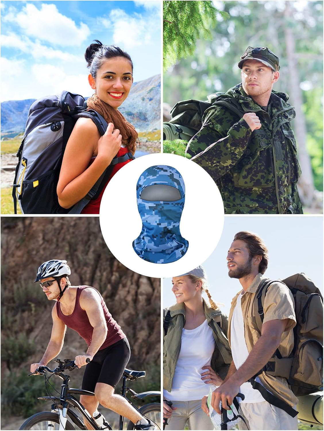 Blulu 3 Pieces Camo Balaclava Ski Mask Camo Face Mask Sun Dust Protection Full Face Cover Hunting Balaclava for Outdoor