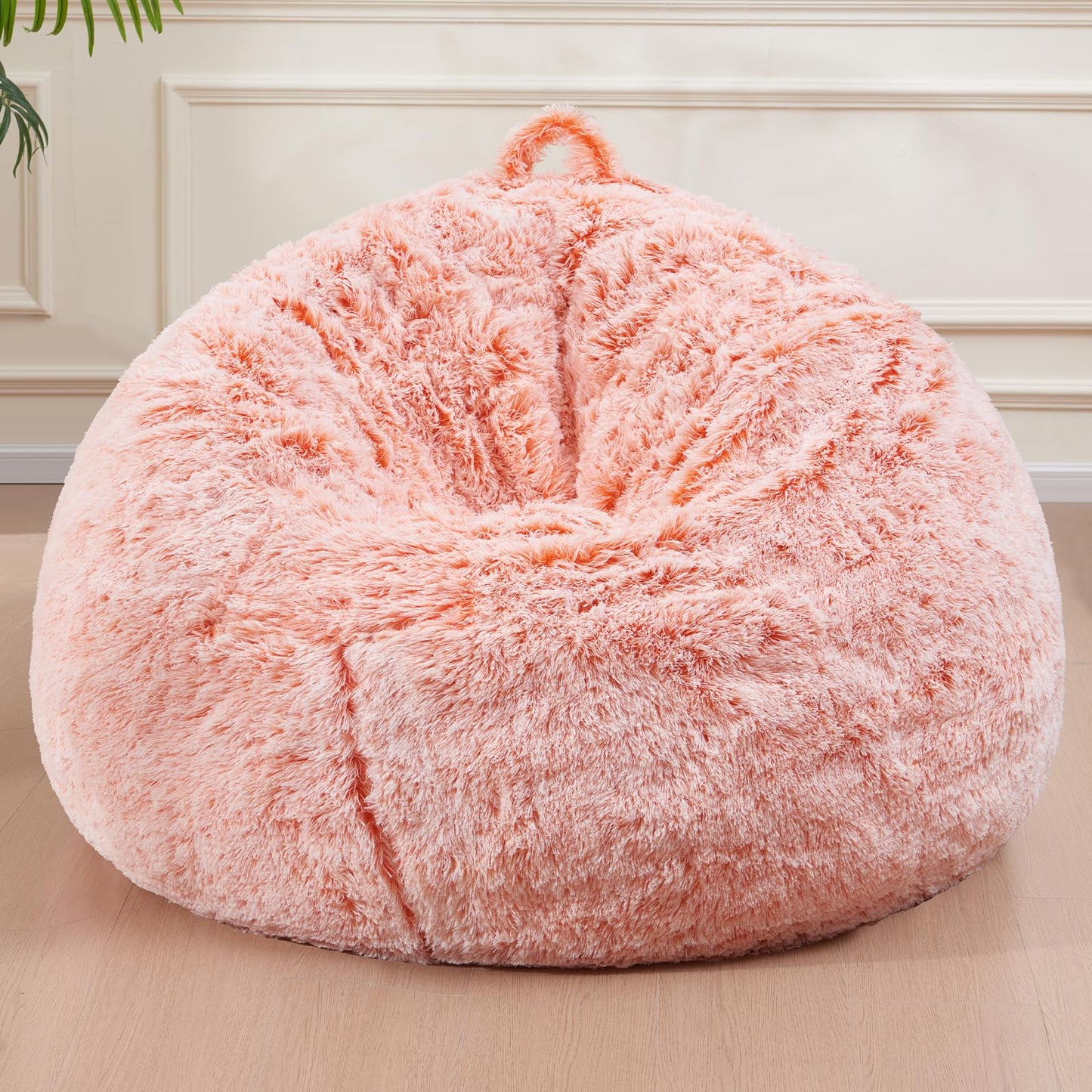 Bean Bag Chair Cover(No Filler) Soft Faux Fur Stuffed Animal Bean Bag Storage, Fluffy Plush Bean Bag Chair Cover Washable, Comfy Bean Bag Chairs for Adults Kids Teens