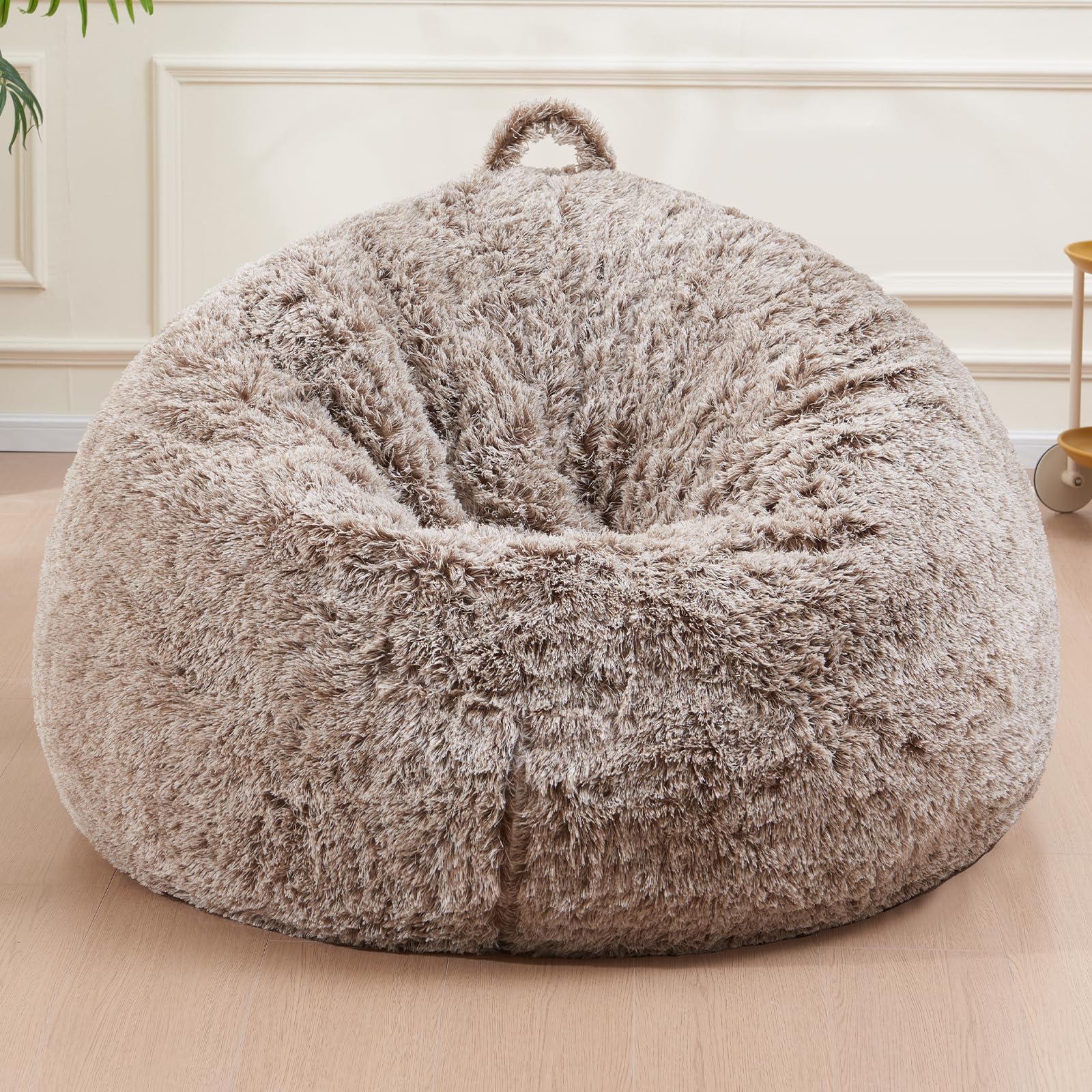 Bean Bag Chair Cover(No Filler) Soft Faux Fur Stuffed Animal Bean Bag Storage, Fluffy Plush Bean Bag Chair Cover Washable, Comfy Bean Bag Chairs for Adults Kids Teens
